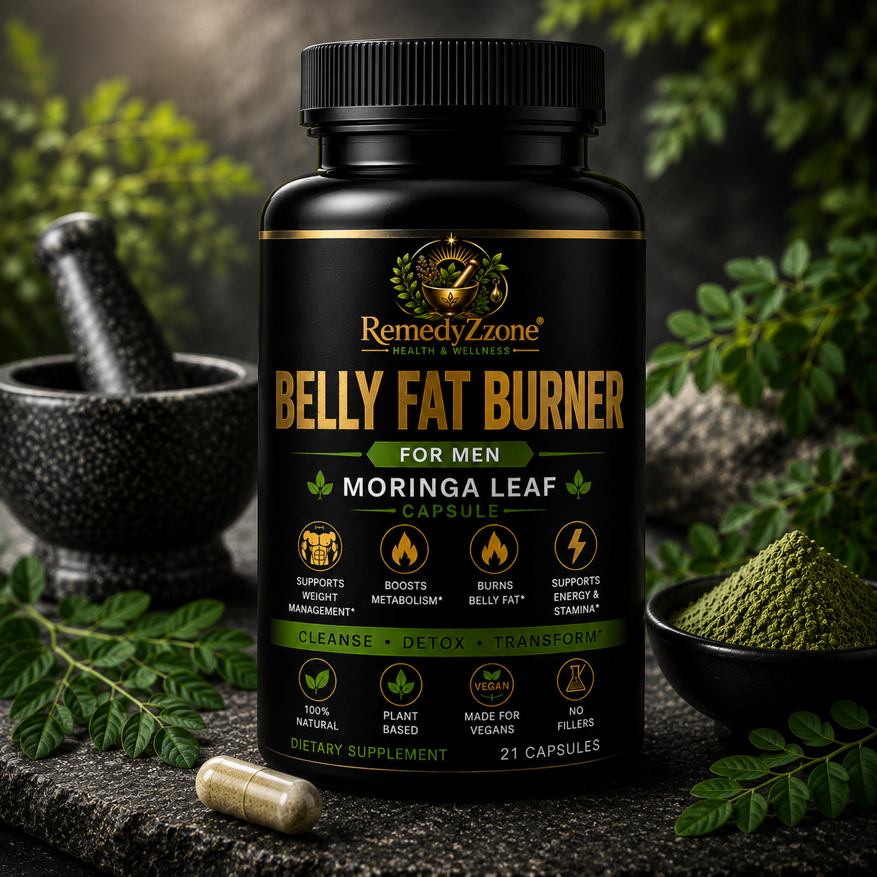 Belly Fat Burner for Men – Moringa Leaf Capsule